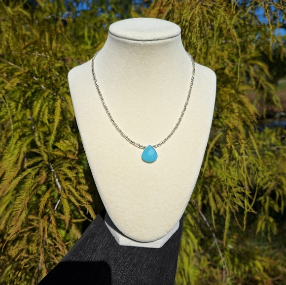 Blue Chalcedony, Czech Glass Necklace ~ Artisan Jewelry - Picture 4 of 8